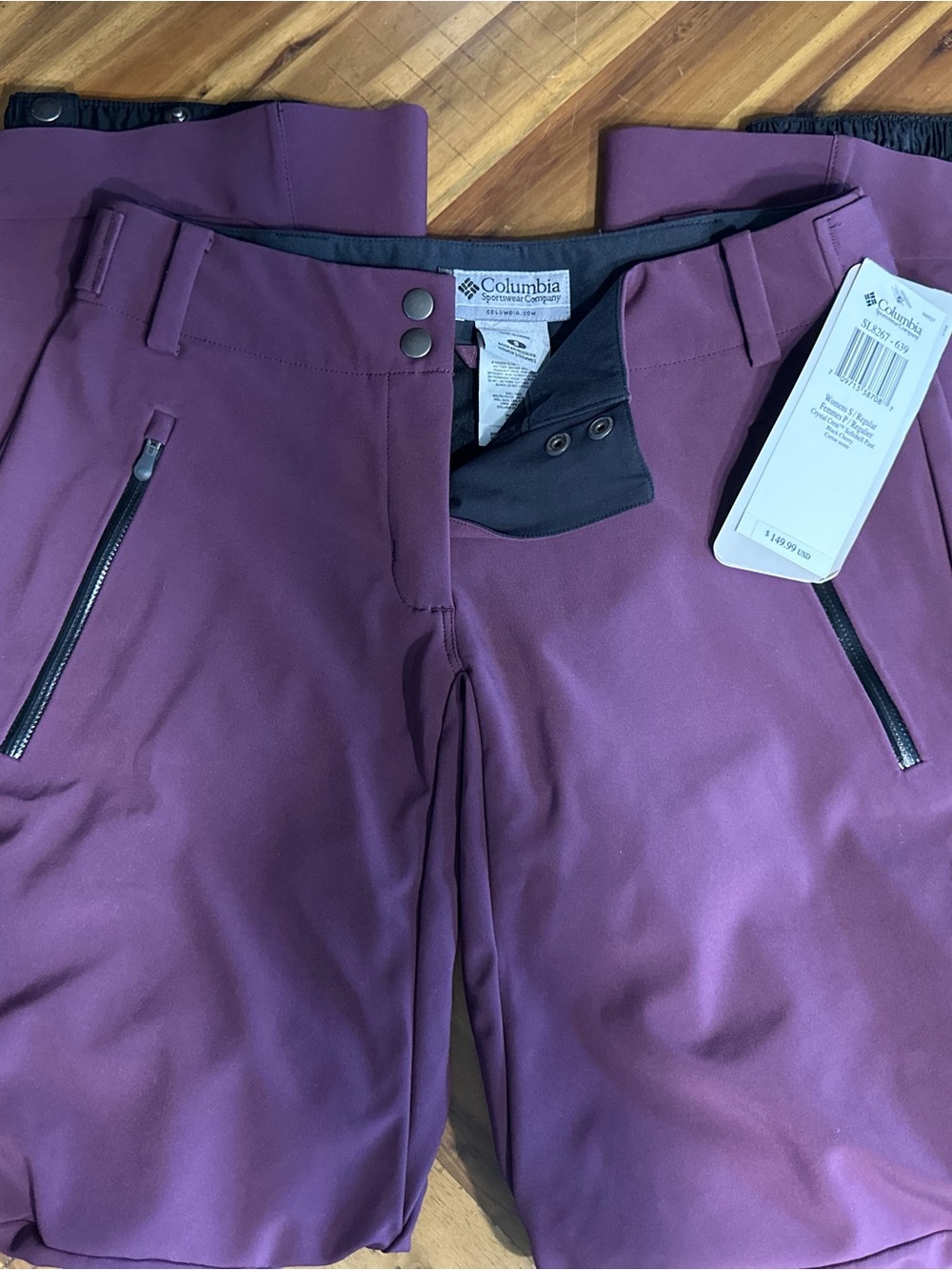 Columbia Titanium Crystal Crest Softshell Ski Pants Black Cherry S NWT
